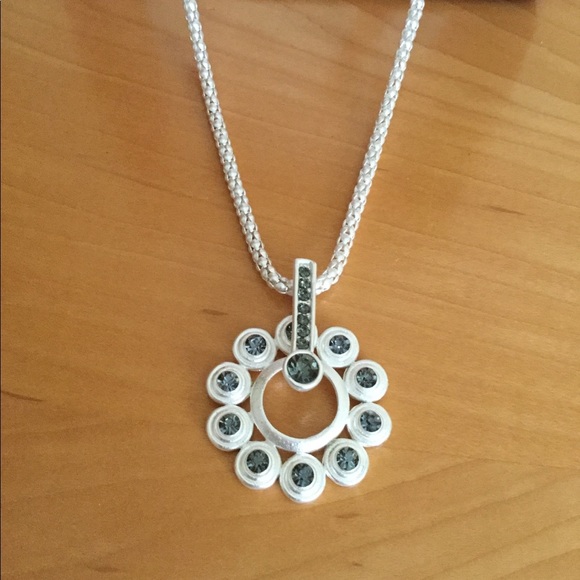 Claudia G On - the dot silver based necklace with pendant rhinestones 18 inch - Picture 2 of 5